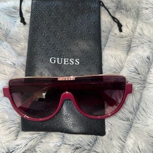 Guess Women's Burgundy Shield Sunglasses with Gradient Lenses